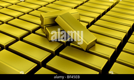 3d render of gold bullion bars Stock Photo