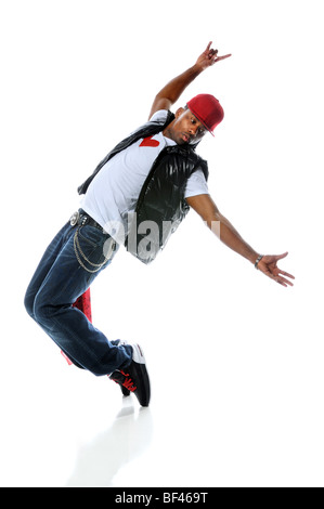 African American hip hop dancer isolated over white background Stock Photo