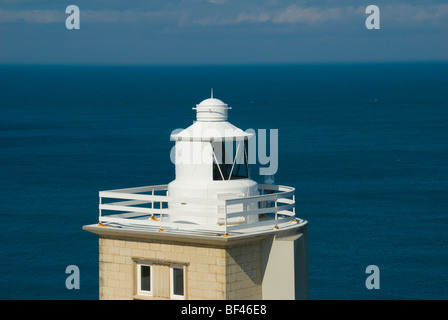 Bull Point Lighthouse Near Mortehoe on the rugged Coastline of North Devon Stock Photo