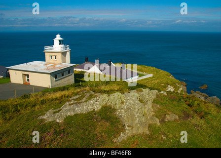 Bull Point Lighthouse Near Mortehoe on the rugged Coastline of North Devon Stock Photo