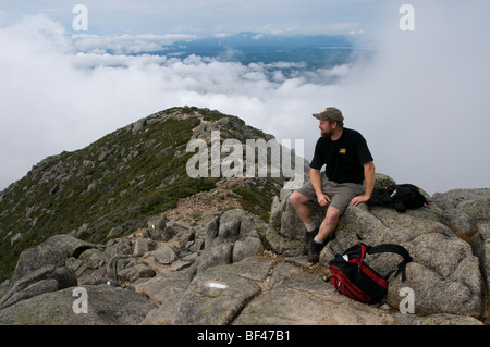 Appalachian Trail end point on Mt Katahdin, Baxter State Park, Maine USA Stock Photo