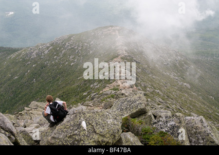 Appalachian Trail end point on Mt Katahdin, Baxter State Park, Maine USA Stock Photo