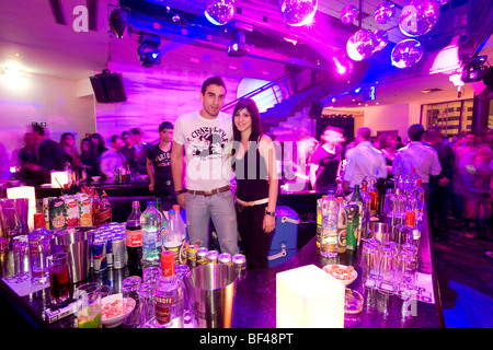 Trendy disco Zoo, bartender, Nicosia, Cyprus, Greece, Europe Stock Photo