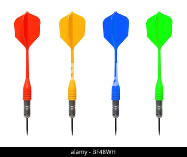 set of colored darts isolated on white Stock Photo