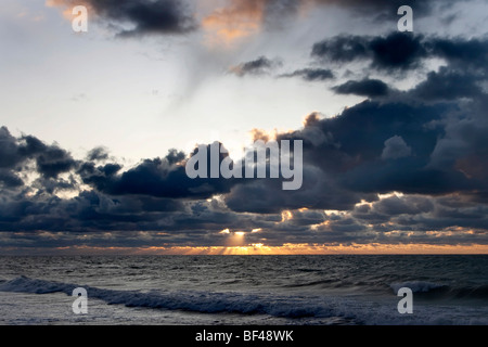 Clouds and sun on the beach, Neuendorf, Hiddensee Island, Mecklenburg-Western Pomerania, Germany, Europe Stock Photo