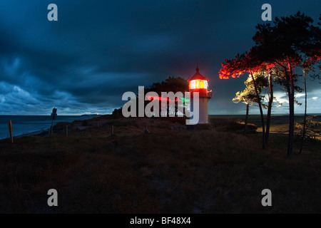 Gellen beacon on Hiddensee island at night, Mecklenburg-Western Pomerania, Germany, Europe Stock Photo