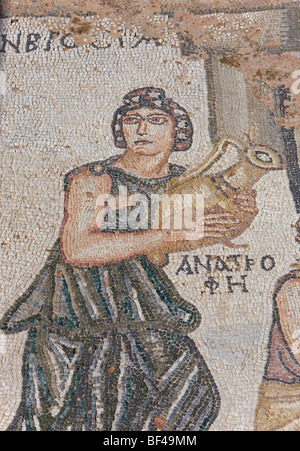 Mosaic, archaeological site of Kato Pafos, UNESCO World Heritage Site, woman with pitcher Pafos, Cyprus, Greece, Europe Stock Photo