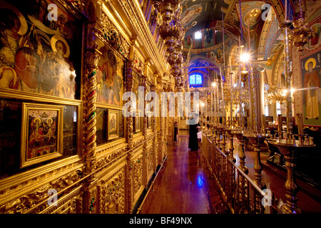 Royal Kykkos monastery, courtyard, Orthodox monastery, icons, mosaics, Troodos Mountains, Cyprus, Greece, Europe Stock Photo