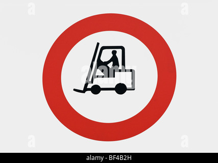 Warning sign, caution forklift truck traffic Stock Photo