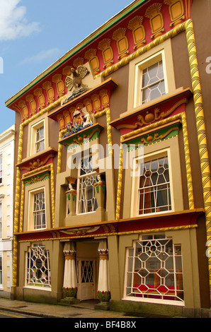 The Egyptian House in Chapel Street, Penzance, Cornwall. Built around 1835 by John Lavin to house his geological museum. Stock Photo