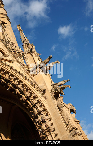 Detail view of carvings on the Gothic Cathedrale St Etienne in Metz in the Lorraine region of France Stock Photo