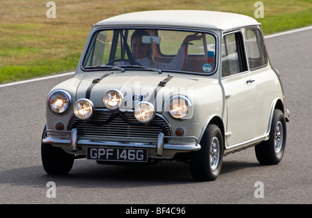 1969 Austin Mini Cooper S which appeared in the movie The Italian Job. 2009 Goodwood Revival meeting, Sussex, UK. Stock Photo