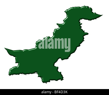 Pakistan 3d map with national color Stock Photo