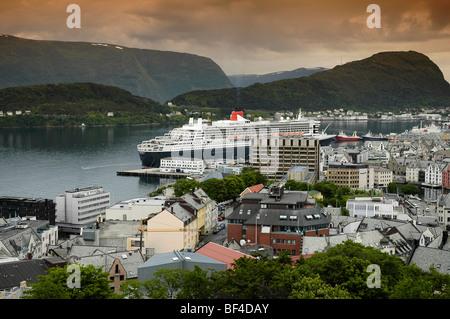 stormy sunset over Alesund, Norway view from Aksla Mountain Stock Photo