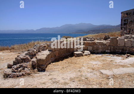 Wall ruins of an ancient church, Hersonissos, Limín Chersonisou, Crete, Greece, Europe Stock Photo