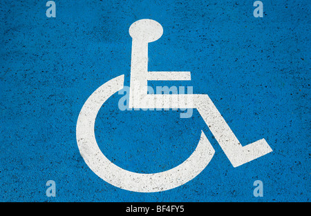 Sign for disabled parking on a blue background