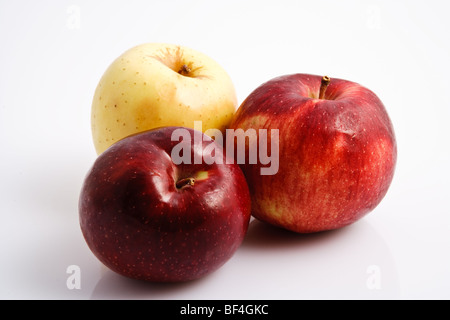 Three apples on a white background Stock Photo
