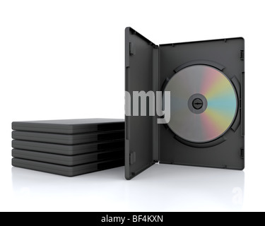 3D DVD Case with a DVD inside isolated Stock Photo