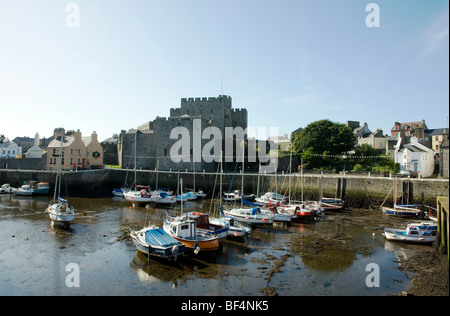 Castle Rushen and Castletown harbour Stock Photo