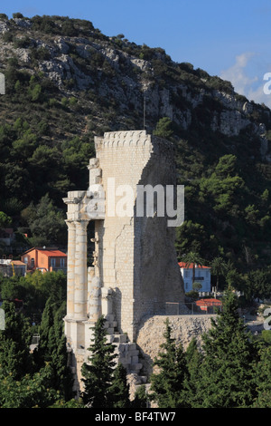 Triumphal monument to Emperor Augustus, Trophée des Alpes, built around 12 BC to celebrate the conquest of Provence through the Stock Photo