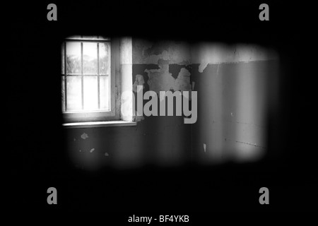 View into a cell in the Bunker punishment block at Dachau Concentration Camp Memorial site in Germany Stock Photo