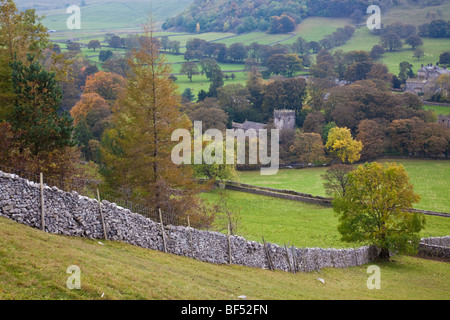 Autumn colours of Arncliffe in Littondale the Yorkshire Dales National Park Stock Photo