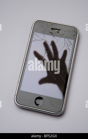 broken glass on a iphone 3G Stock Photo