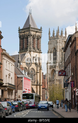 View of St Wilfred's Church and York Minster from Museum Street in York, England Stock Photo