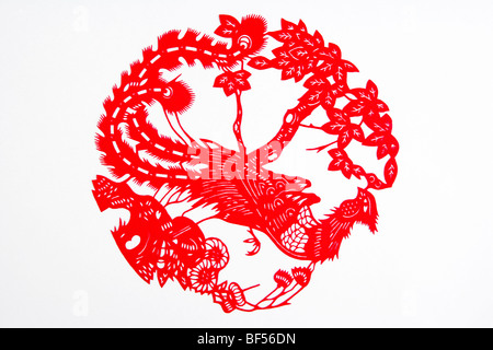 Phoenix patterns of Chinese Paper Cutting, Beijing, China Stock Photo