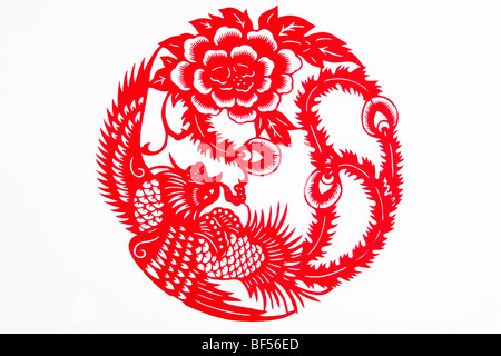 Phoenix patterns of Chinese Paper Cutting, Beijing, China Stock Photo