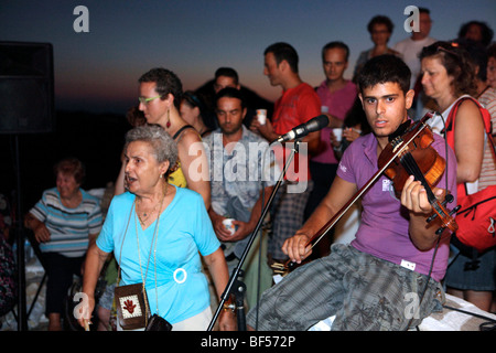 greece cyclades sikinos a religious festival at profit elias church Stock Photo