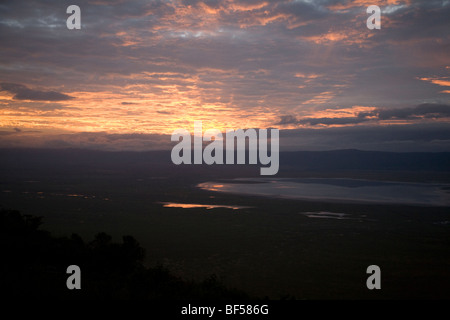 Early morning Sunrise over the Ngorongoro Crater Tanzania Stock Photo