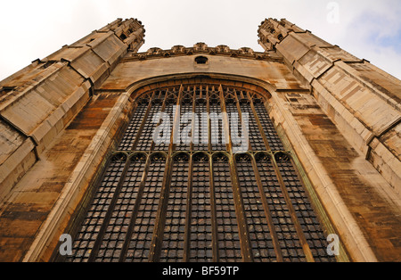 Facade of King's College Chapel seen from King's Parade, Cambridge, Cambridgeshire, England, United Kingdom, Europe Stock Photo
