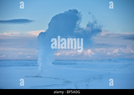 Steam from Geothermal Plant, Hellisheidi Power Plant, Iceland Stock Photo