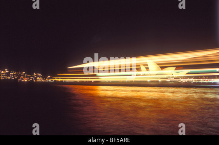 Sydney Opera House at Night with Light Trails Stock Photo