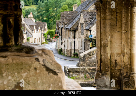 Old stone cottage in Cotswolds village of Castle Combe, Wiltshire, UK Stock Photo