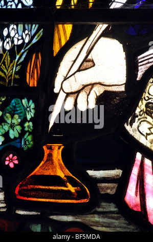 Stained glass in St. Giles Church, Packwood, Warwickshire, England, UK Stock Photo