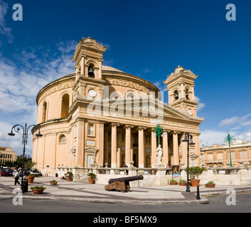 Wide angle view of the large Catholic Church at Mosta in Malta. Stock Photo