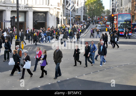 Oxford Circus diagonal pedestrian crossings seen on official opening day