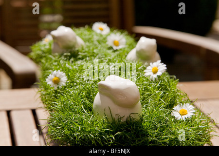 Bunnies out of Porcelain, Table Decoration, Easter, Germany Stock Photo