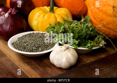 Squash & Lentil Soup Ingredients Stock Photo