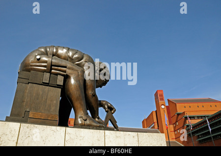 Statue Sir Isaac Newton by Eduardo Paolozzi at the British Library Euston Road London England UK Stock Photo