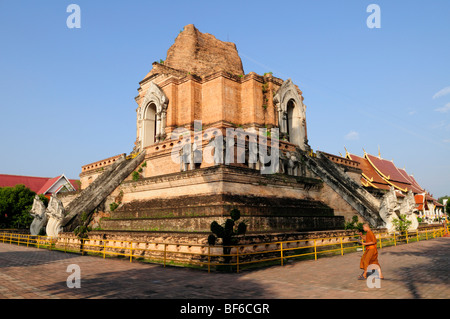 Thailand; Chiang Mai; Wat Chedi Luang Stupa Stock Photo