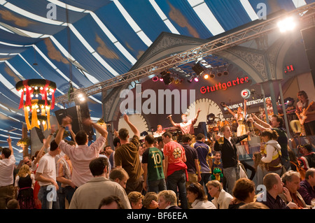 Volksfest on Cannstatter Wasen, Beer Tent, Bad Cannstatt, Stuttgart, Baden-Wuerttemberg, Germany Stock Photo