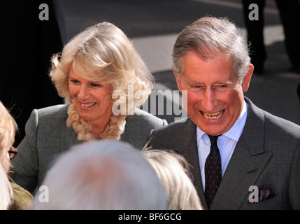 Opening of The Highgrove Shop in Tetbury (17 March 2008) HRH Prince Charles and The Duchess of Cornwall leave the shop Stock Photo