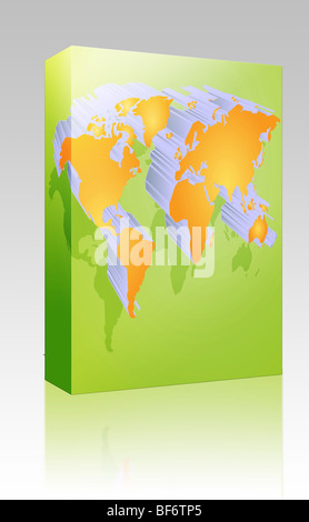 Software package box Map of the world illustration, mosaic block style ...