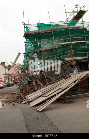 Collapsed William Hill Bookmakers shop that was under renovation Stock Photo