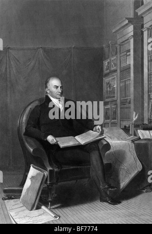 Portrait engraving circa 1826 of John Quincy Adams (1767 - 1848) - the sixth US President (1825 - 1829). Stock Photo