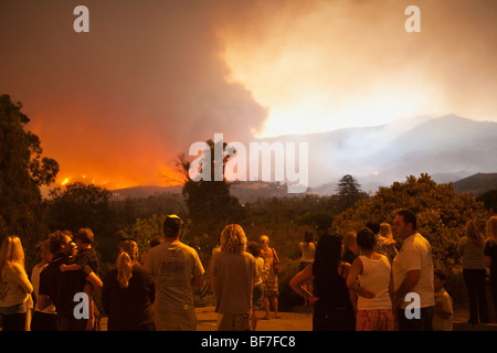 area residents watch the progress of the Jesusita Fire Santa Barbara California United States of America Stock Photo