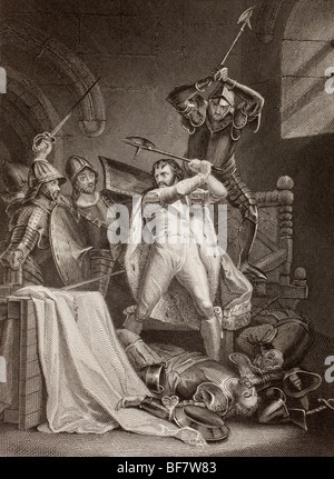 The murder of Richard II of England in Pontefract Castle in 1400 as described in the play Richard III by William Shakespeare. Stock Photo